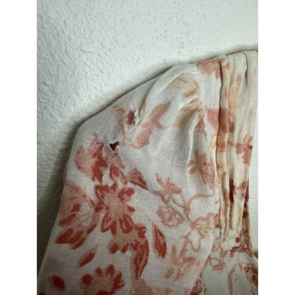 SAYLOR Size XS Janiya Floral Eyelet Crop Top V-Neck Ruffle Smocked Button Front - Picture 7 of 15